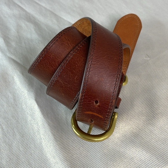 Fossil Mens Cognac Brown Genuine Leather Belt Brass Buckle M - Picture 11 of 11